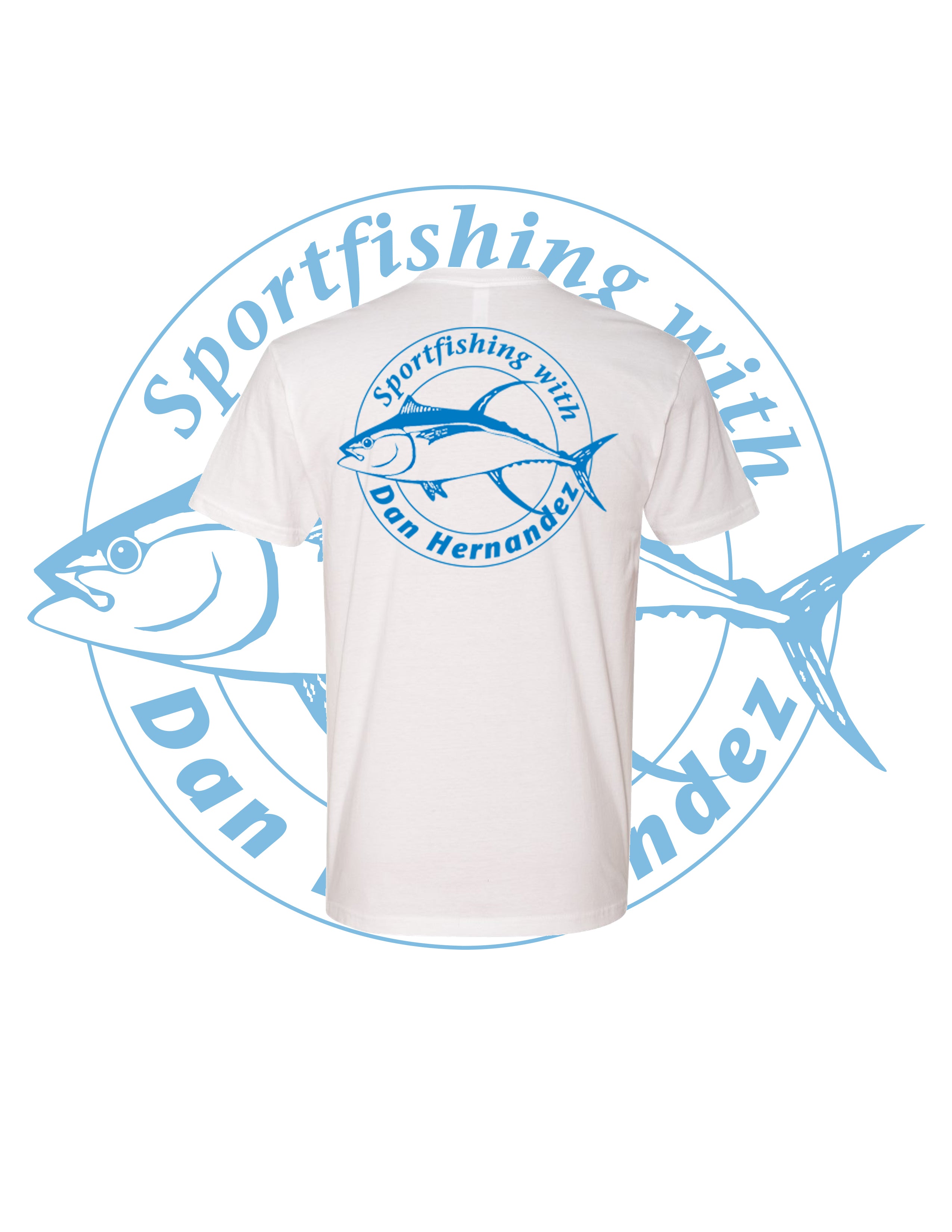 White (Blue Logo) T-Shirt – Sport Fishing with Dan Hernandez